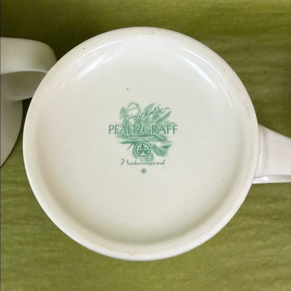 Vintage Pfaltzgraff Naturewood 12oz Coffee Mugs Botanical Herb Design Set of 3